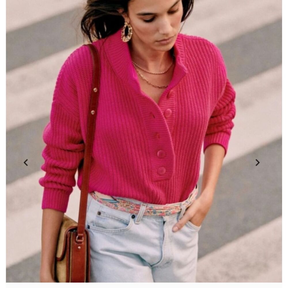 Sezane Bright Pink  Pullover Sweater